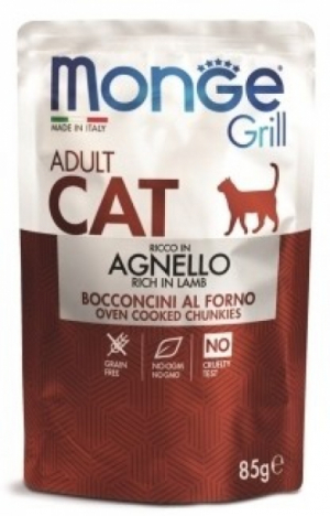 Monge Cat Adult Grill Pouch с новозеландским ягнёнком в желе, 85 гр