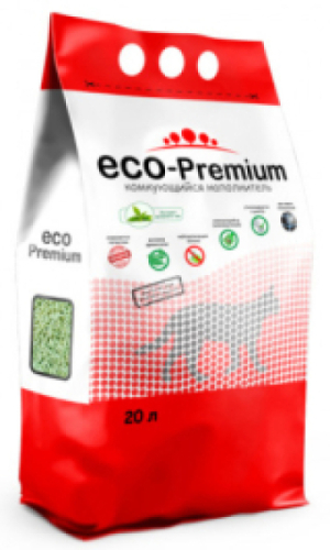 ECO-Premium ЗЕЛЁНЫЙ ЧАЙ Комкующийся древесный наполнитель с ароматом зелёного чая
